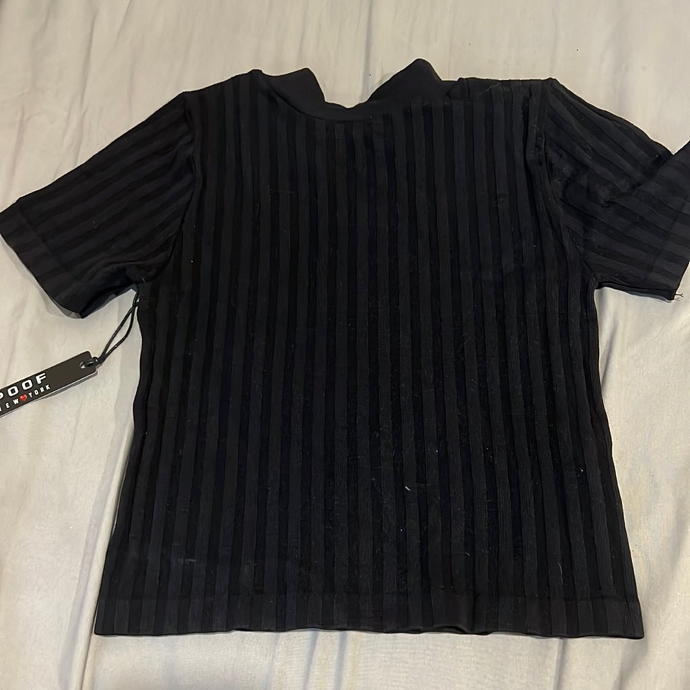 Black Cropped Tee From Poof New York